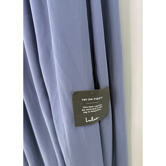 NWT Lulus Heavenly Hues Dusty Blue Maxi Dress V-Neck Chiffon Gown 43449 XL FLAW - Picture 8 of 12